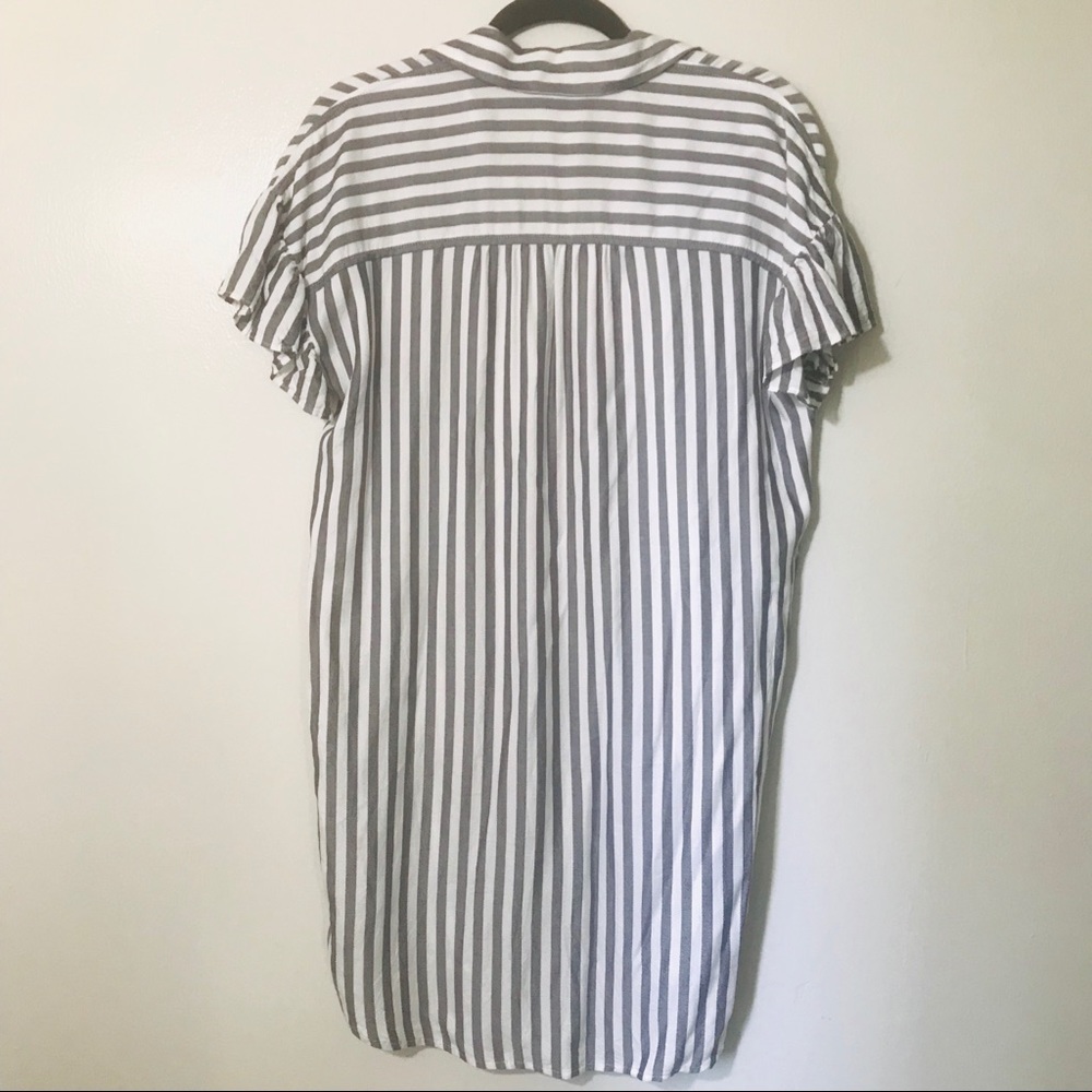 Madewell Shirt Dress Loose Striped Ruffle Sleeve Collared SZ XS - Picture 5 of 5